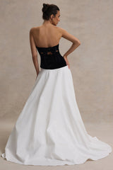 Lucienne | Black & Cream Sweetheart Corset Split Maxi Dress