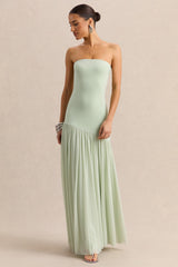 Bambi | Mint Bandeau Maxi Dress With Scarf-Detail