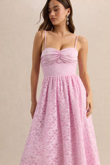 Gloriana | Pink Lace Sweetheart-Neck Midi Dress