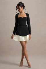 Lysette | Black Sweetheart Long-Sleeve Mini Dress