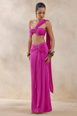 Azura | Hot Pink Wrap Maxi Skirt With Sash