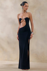 Feleicia | Black Sweetheart Cut-Out Maxi Dress With Split