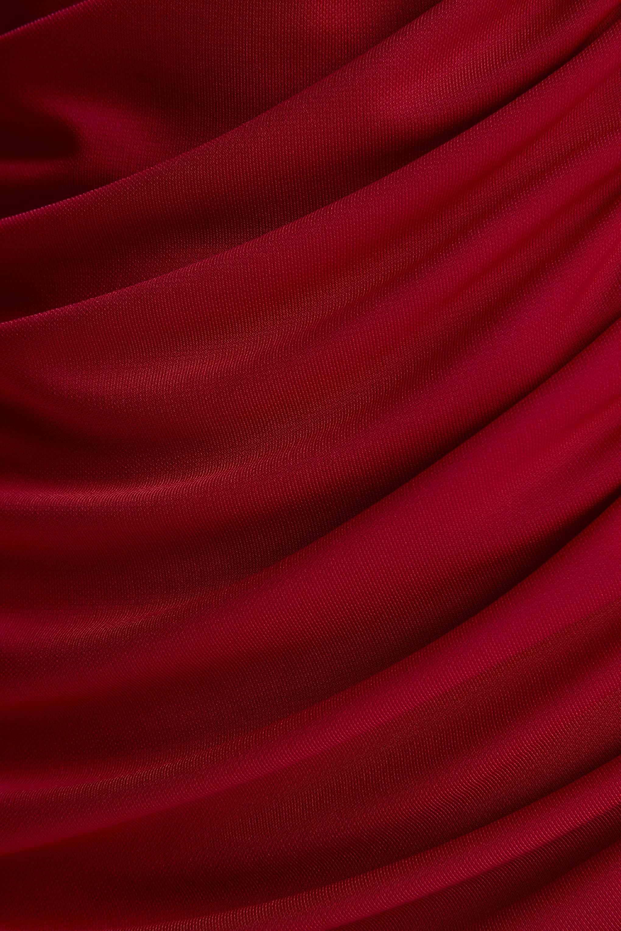 Vesperelle | Red Scoop-Neck Maxi Dress With Gathered-Detailing